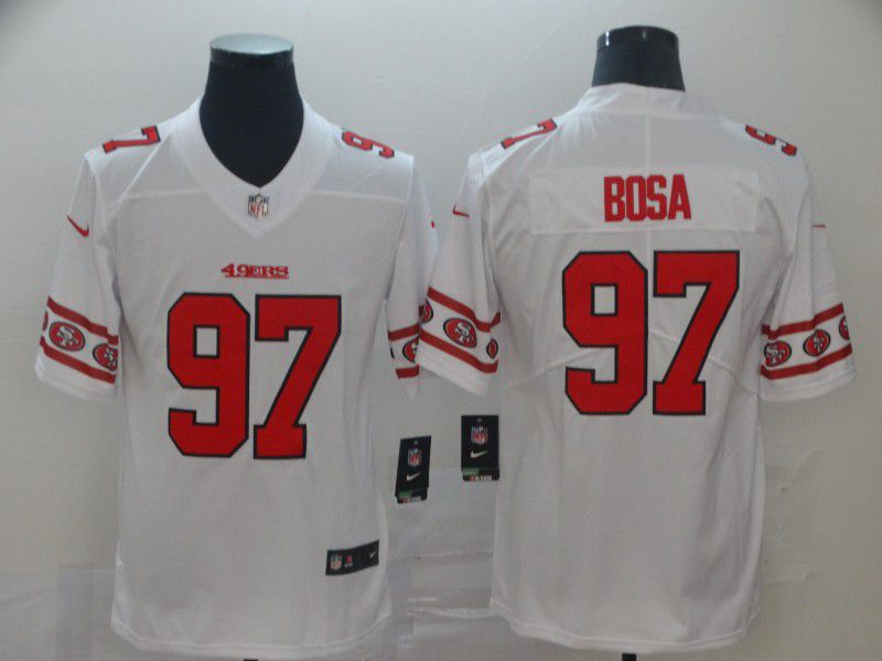 Men San Francisco 49ers #97 Bosa White team logo cool edition NFL Jerseys